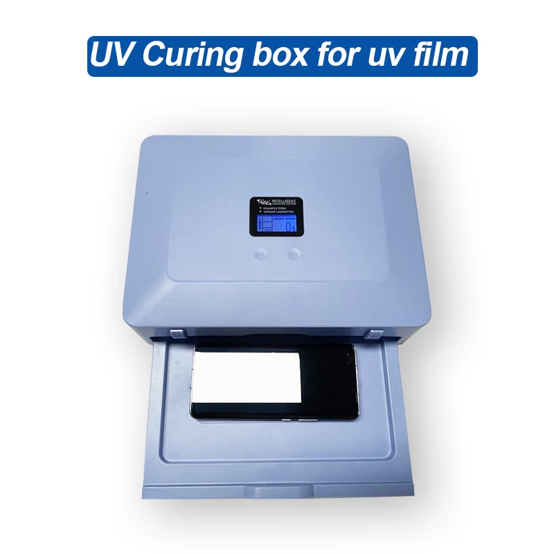 Diy 0.18mm 6H-7H uv film curing glass screen protector box machine for uv film for mobile phone,ipad,apple watch