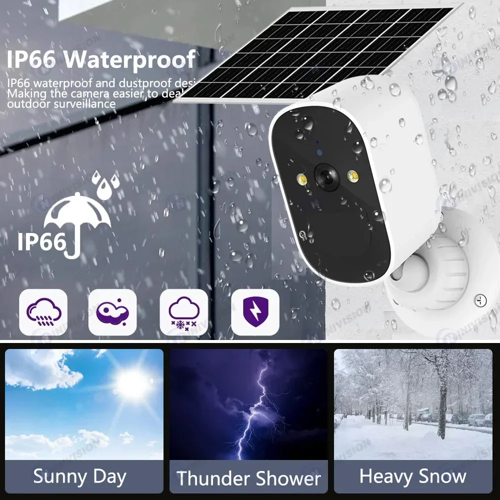 5MP Wifi Solar Camera Outdoor Two-Way Audio Human Detection Night Vision IP Camera Solar Panel Battery Recharge iCSee Xmeye APP