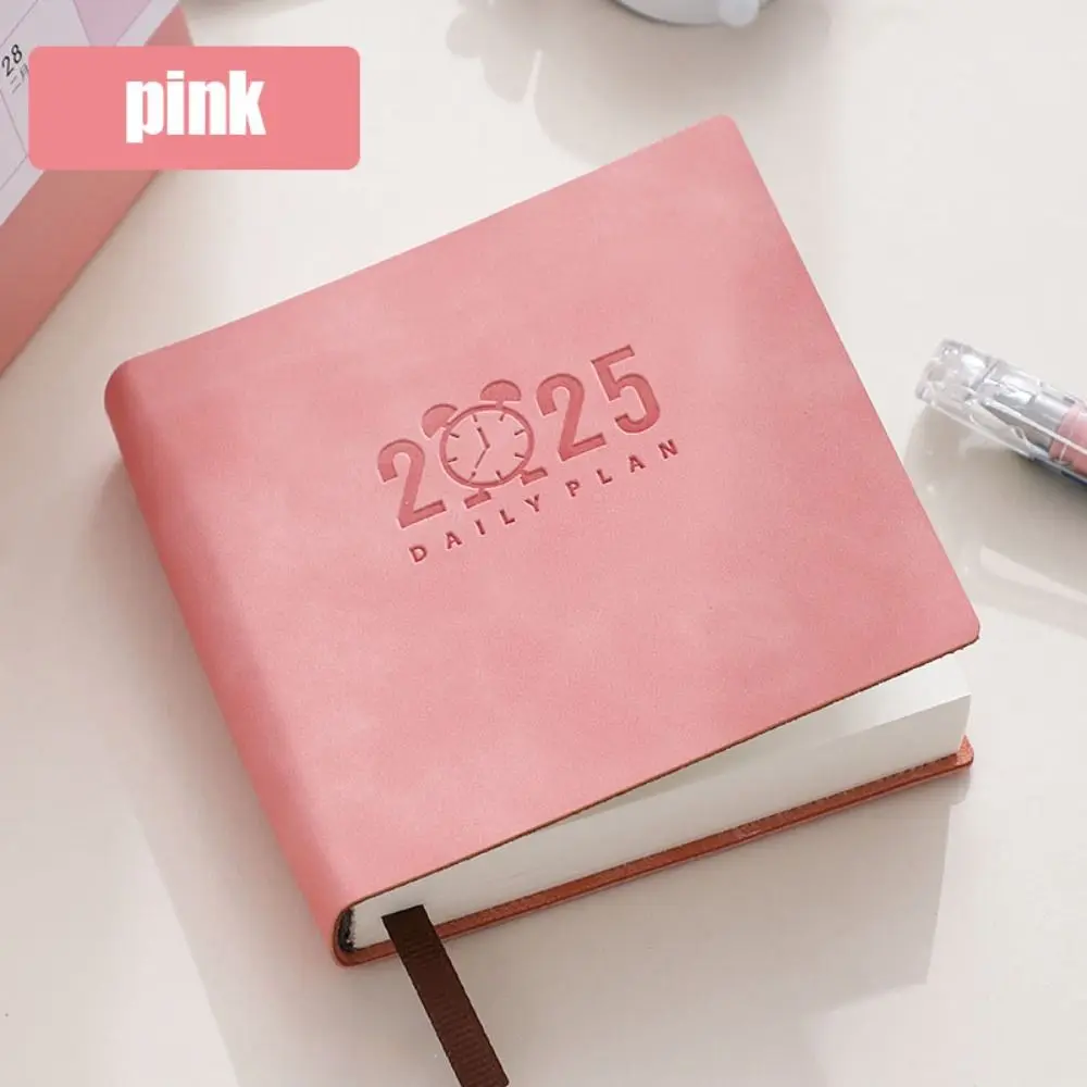 Portable Mini Notebook Time Management Efficiency Pocket Schedule Book Square PU Leather Daily Planner Student