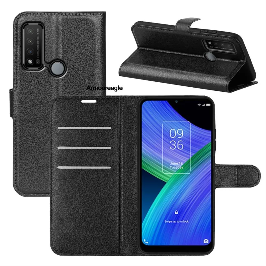 t767h case for tcl 20 r 5g (6.52in) cover wallet card stent book style flip leather black on tcl20r r20 t767 tcl767 for tcl 20r