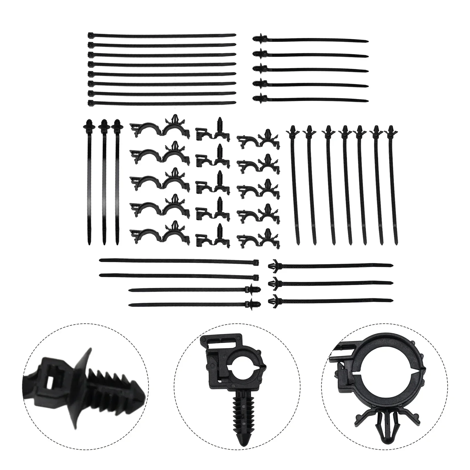 45Pcs Universal ﻿car Wire Harness Fastener Clamp Clips Cable Push Mount Cable Zip Tie With Car Wire Routing Clips Screw Zip Ties