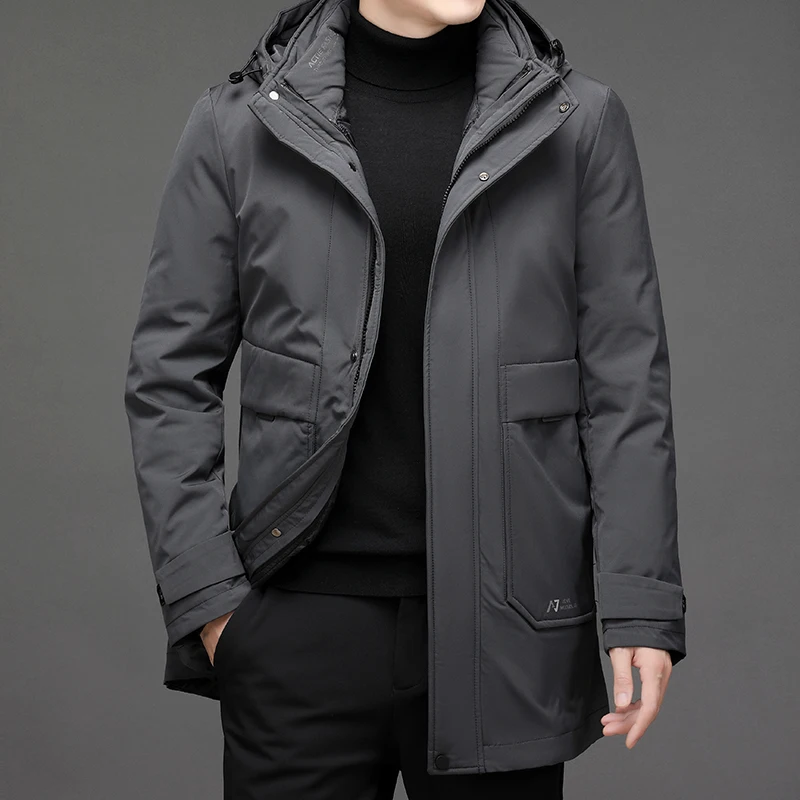 

Detachable Liner & Hat Cotton-Padded Jackets 2025 Winter Men's Business Casual Hooded Down Coat Outdoor Windproof Thicken Parkas
