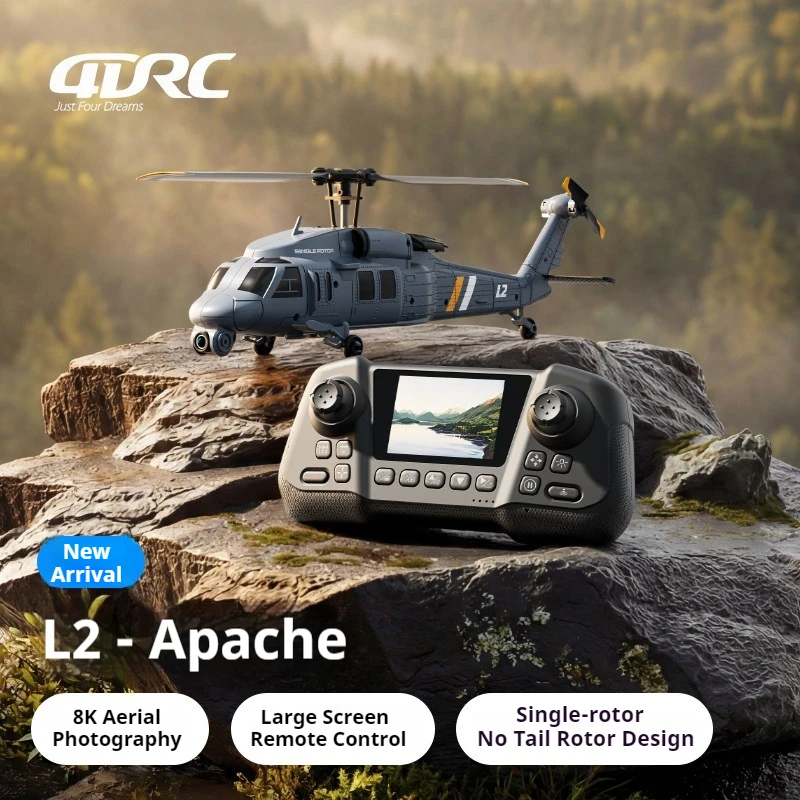 4DRC L2 RC Helicopter 2.4G 6-Aixs Gyroscope 4CH Altitude Hold 8K Aerial Helicopter Toys With Screen Remote for Children Gifts