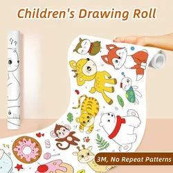 NEW Children's Drawing Roll Animal Canvas DIY Coloring Paper Roll Color Filling Graffiti Paper-cut Painting Kids Educational Toy