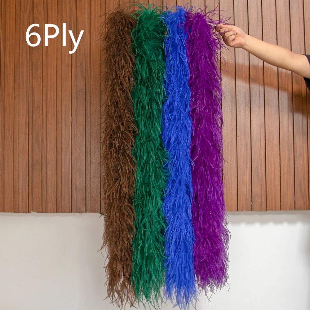 

Wholesale Ostrich Feather Boa 6Ply Fluffy Natural Ostrich feather Trim Fringe for Party Clothing Sewing Accessory Multicolor