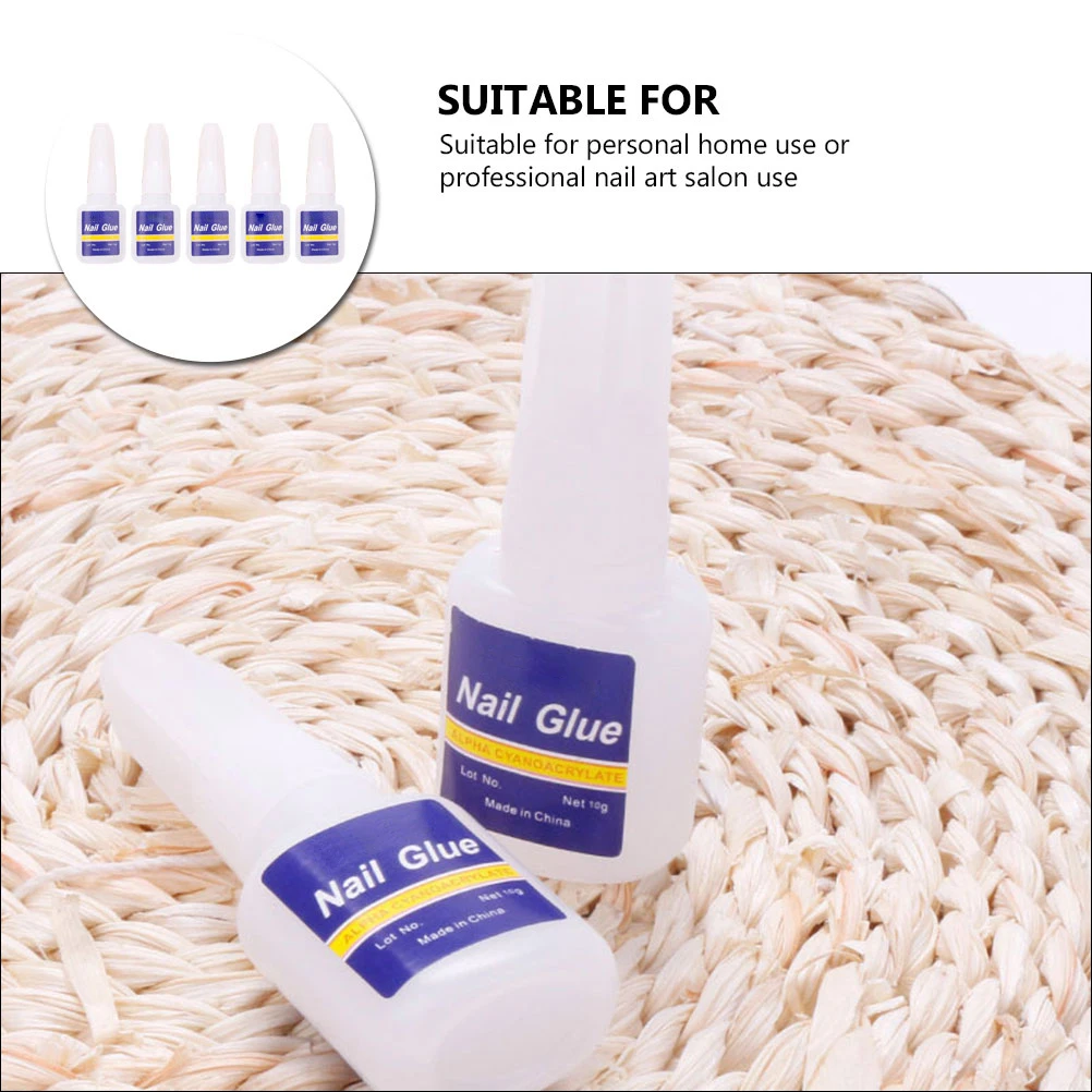 

5pcs 10g Blue Bottle Nail Glue Brush Pack Professional Manicure Kit Acrylic Nail Supplies Friendly Safe Material