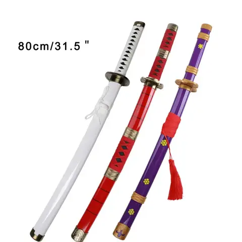 80cm Roronoa Zoro Katana Anime Cosplay Wood Sword Model Toy Kitetsu Yama Shusui Japanese Samurai Catana Yubashiri Wado Ichimonji