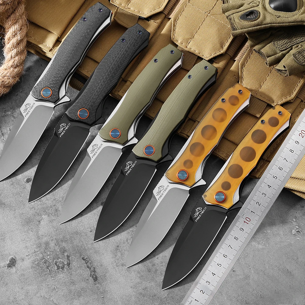 

Складной нож FREETIGER из стали D2 с рукоятью из G10/углеродного волокна/PEI, EDC, для охоты, выживания, универсальный карманный нож, инструмент для кемпинга