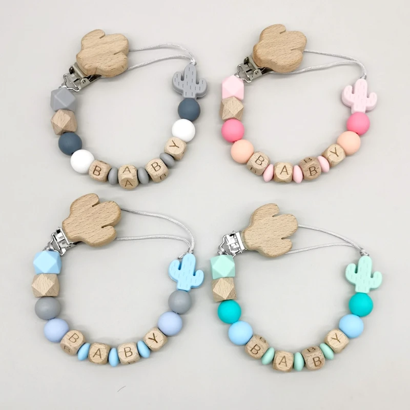 

Baby Custom Personalized Name Cactus Pacifier Clips Dummy Nipple Holder Chain Babies Items Toy Chew Gifts Newborn Accessories
