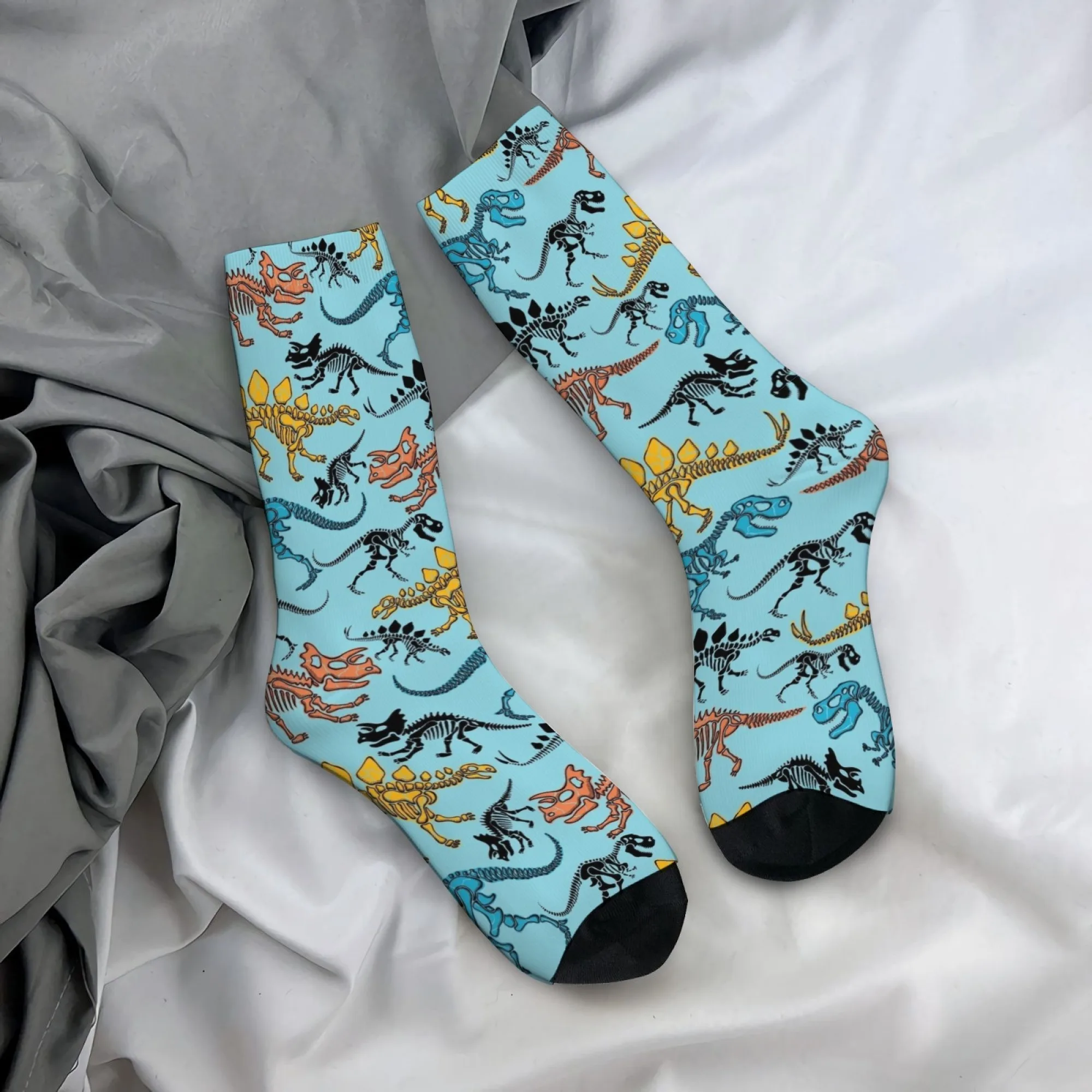 Dinosaur Fossil Cartoon Socks Novelty Funny Happy Men's Socks Harajuku Retro Style Comfortable Casual Fashion Hip-Hop Socks Gift