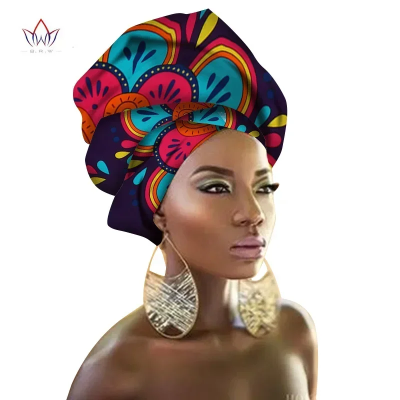 Multi-color Hair Accessory Headband Bazin Head Wrap Tie Scarf High Quality African Hair Head Scarf Gele & Ipele BRW02