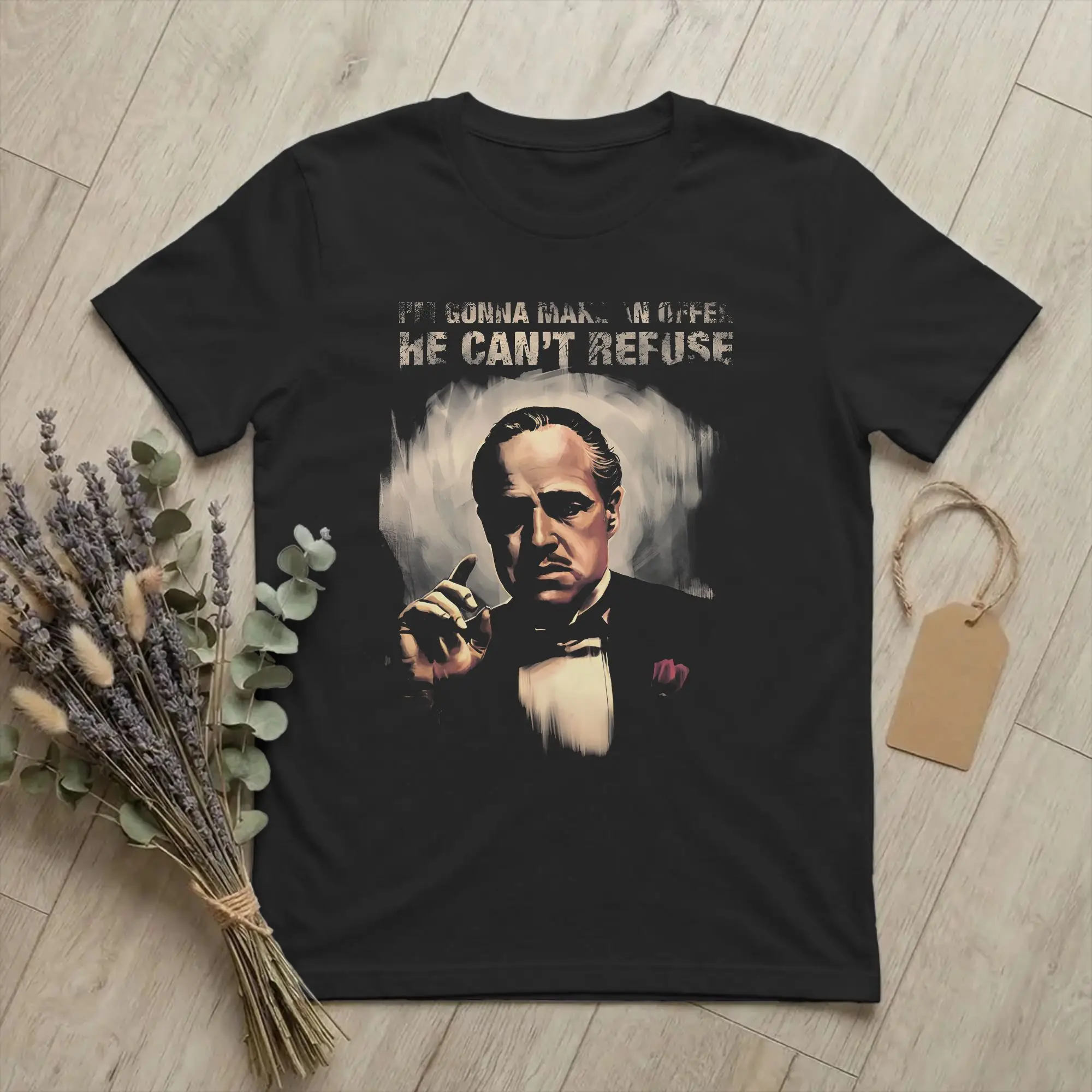 Godfather Original Title Logo T-Shirts for Men Movie American Novelty Pure Cotton Tee Round Collar Short Sleeve T Shirts Summer
