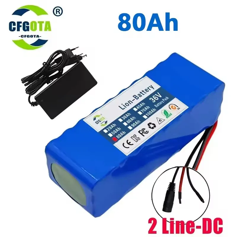 36V 100Ah 18650 battery pack 10S3P 100000mAh built-in 15A BMS, 250W-500W battery+42V 2a charger image 3