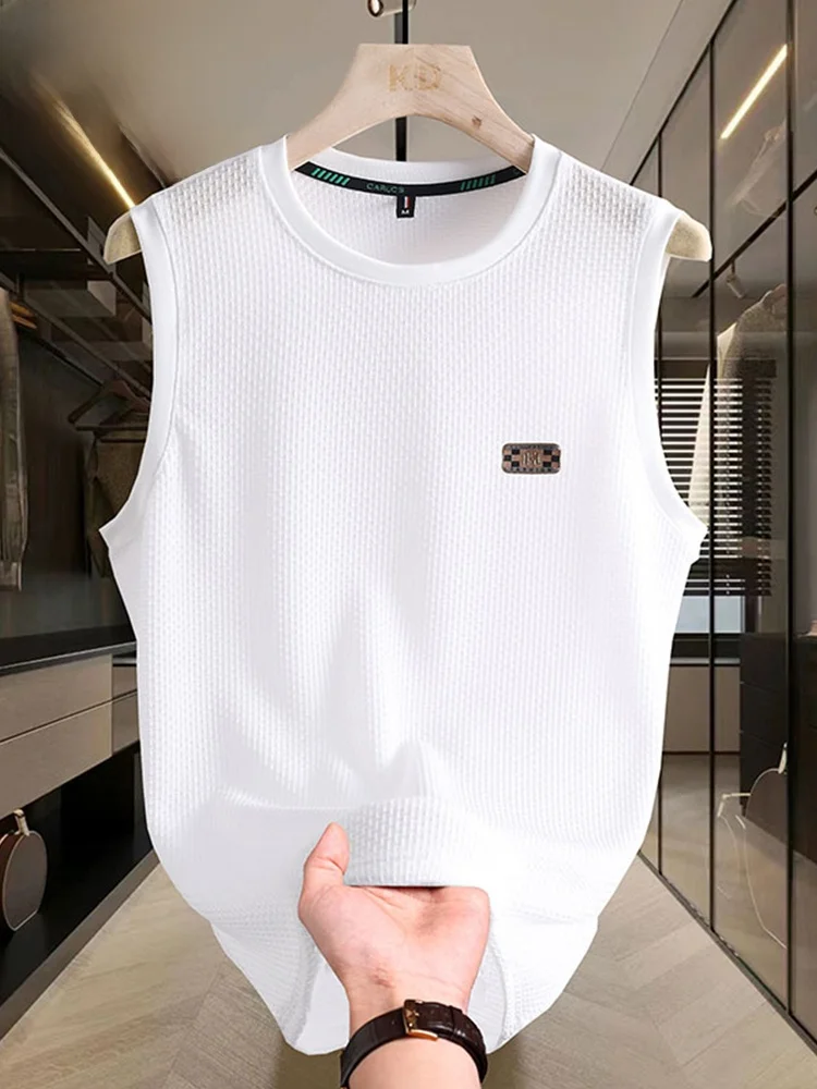 Camiseta sin mangas Pierre Cardin para hombre, nueva colección de verano, de seda helada, deportiva, transpirable, que absorb...