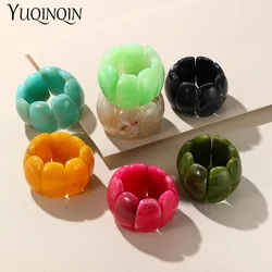 Vintage Geometric Chain Link Bracelets for Women Adjustable Elegant Colorful Wide Bangles Bracelet Femmes Elastic Retro Jewelry