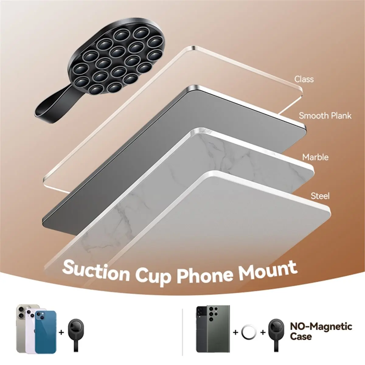 Phone Mount Mirror Shower Silicone Suction Cup Grip Holder Upgraded Strong Suction Case Stand for Bathroom Car Desk