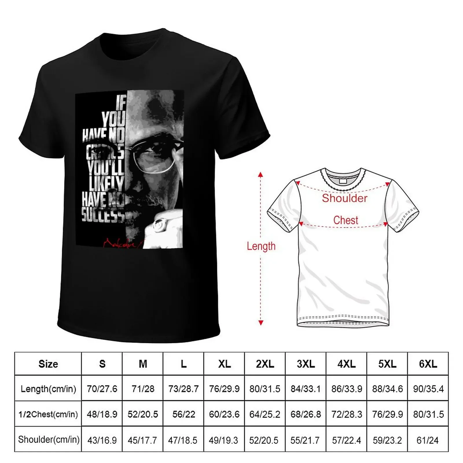 Black and white Malcolm X quote poster T-shirt boys animal print aesthetic clothes Blouse customs men workout shirt