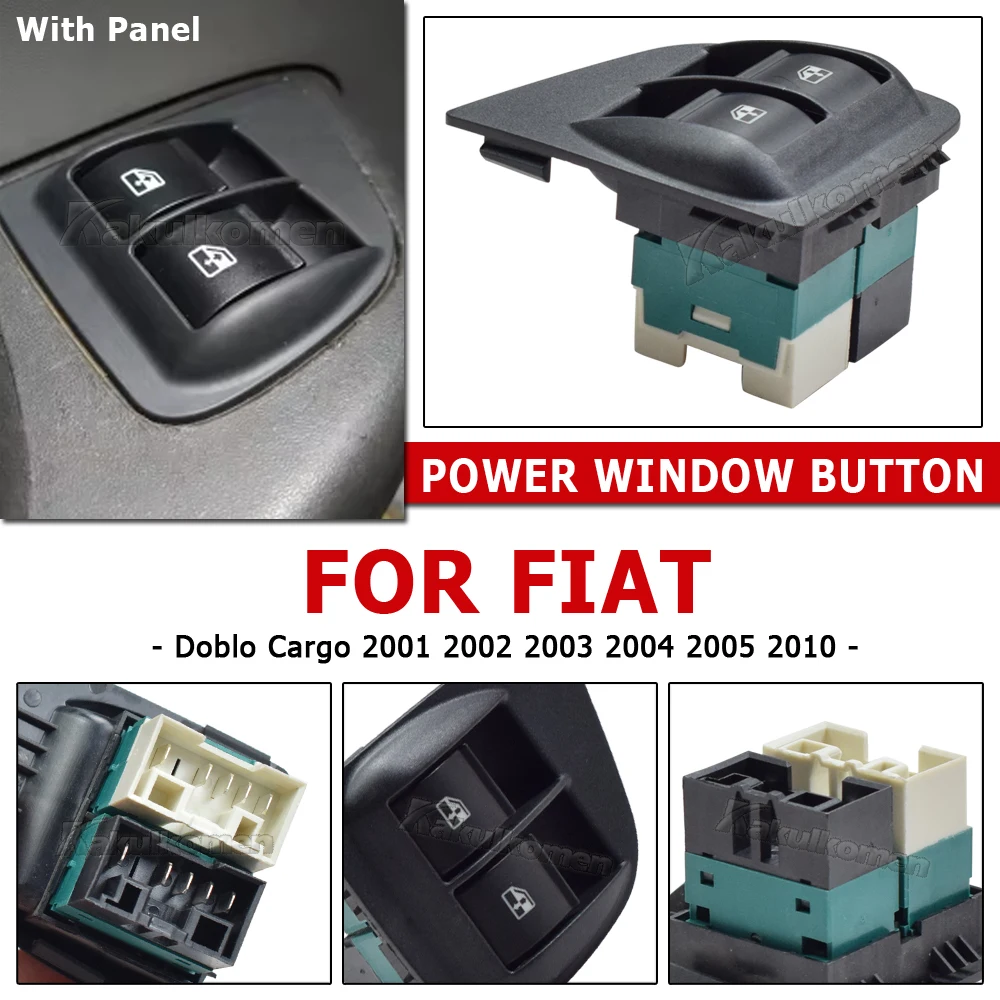 

For Fiat Doblo Cargo 2001-2010 Double Electric Power Window Control Switch Regulator Master Button With Panel 735417033