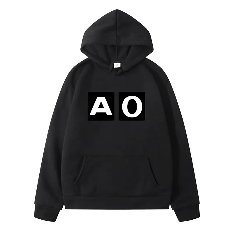 

A O Letter Design Men's and Women's Hoodie Cotton Mens Women Autumn Casual Long-sleeved Couple Sweatshirts Letter Print Pullover