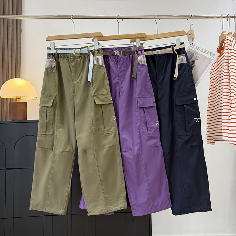 Loose Casual Work Trousers for Men Spring Outdoor Mountain Series Buckle Multi-Pocket Functional Loose Fit Casual Pants