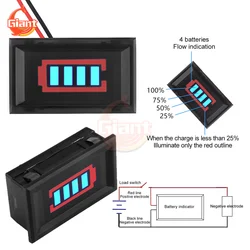 Cyfrowy wskaźnik naładowania baterii Tester baterii wyświetlacz LED ładowanie baterii wskaźnik poziomu wodoodporny 2-przewodowy miernik poziomu mocy