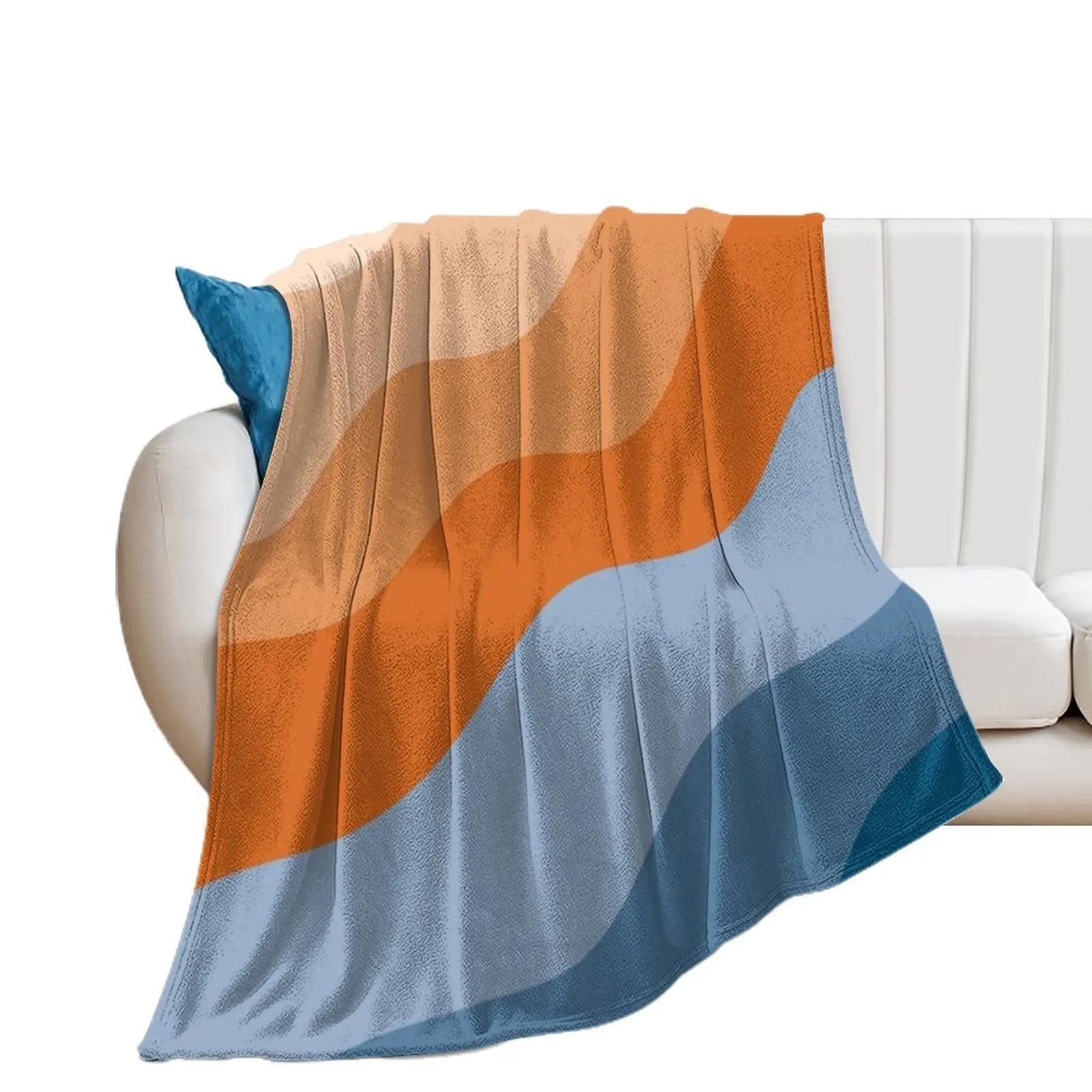 

Blue and Orange Waves Throw Blanket sofa bed decorative Blankets