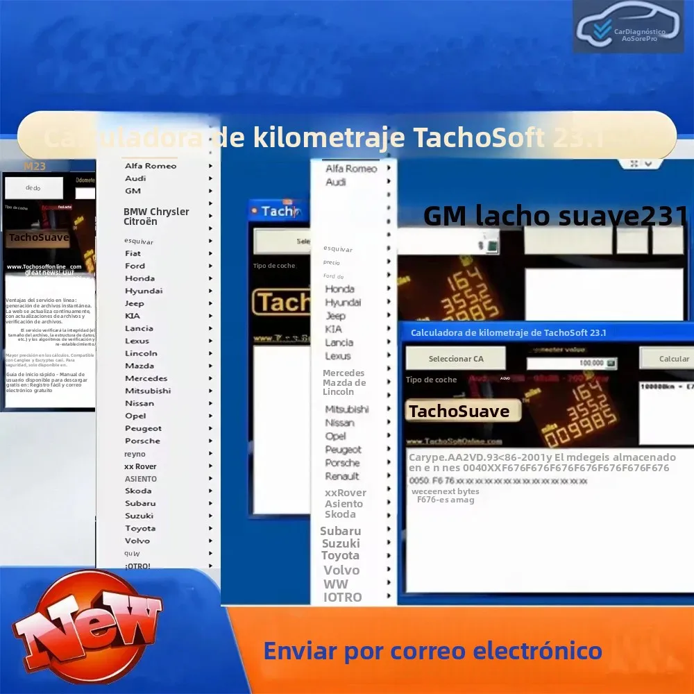 TachoSoft Calculadora de Kilometraje 23.1 Versión Completa, Software de Corrección de Kilometraje para Automóviles, Compatible con Múltiples Modelos, Última Versión 2026