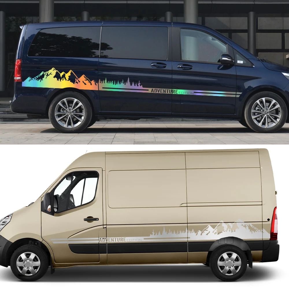 2PCS Car Stickers For Renault Master 2 3 4 NIssan NV400 Interstar Opel Vauxhall Movano Tuning Accessories Camper Van Mountain - view 3