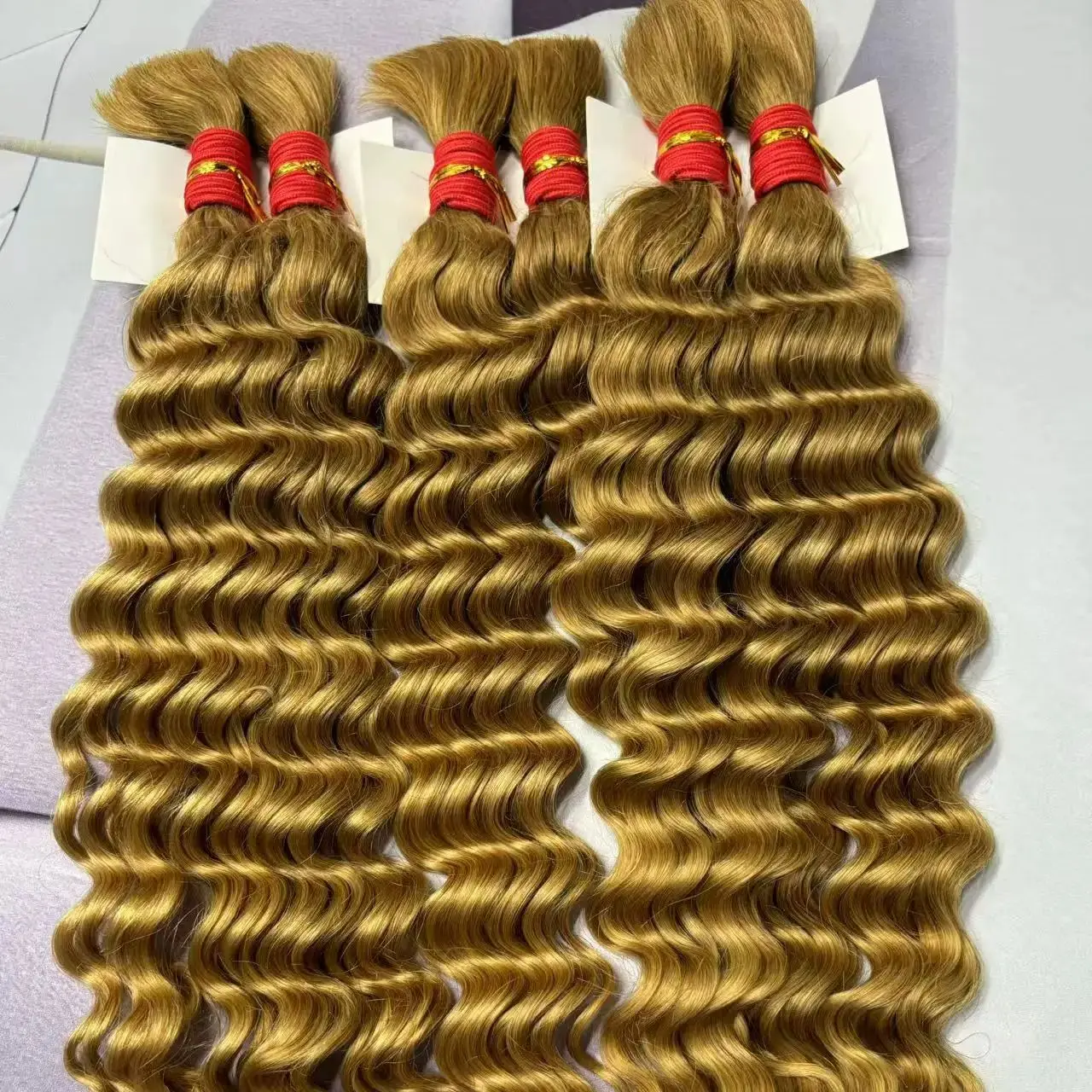 V Beauty Cheveux humains pour tresser une vague profonde # 27 paquets de cheveux humains en vrac blond miel sans trame de cheveux en vrac pour les Extensions de cheveux des femmes