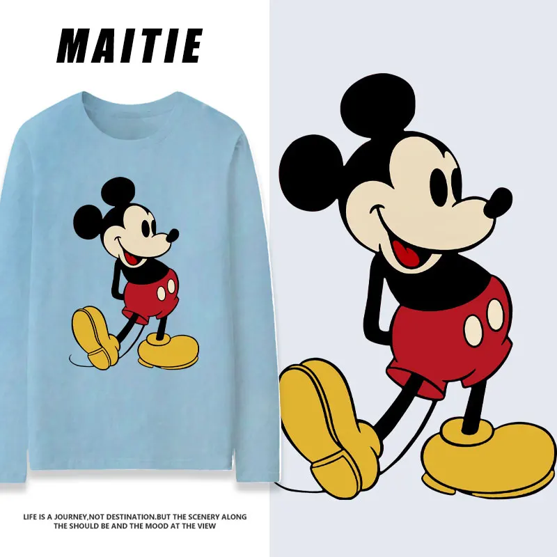 

Disney Couple's Long sleeved T-shirt Women's New 2023 Mickey Minnie Co branded Print Autumn Underlay Versatile