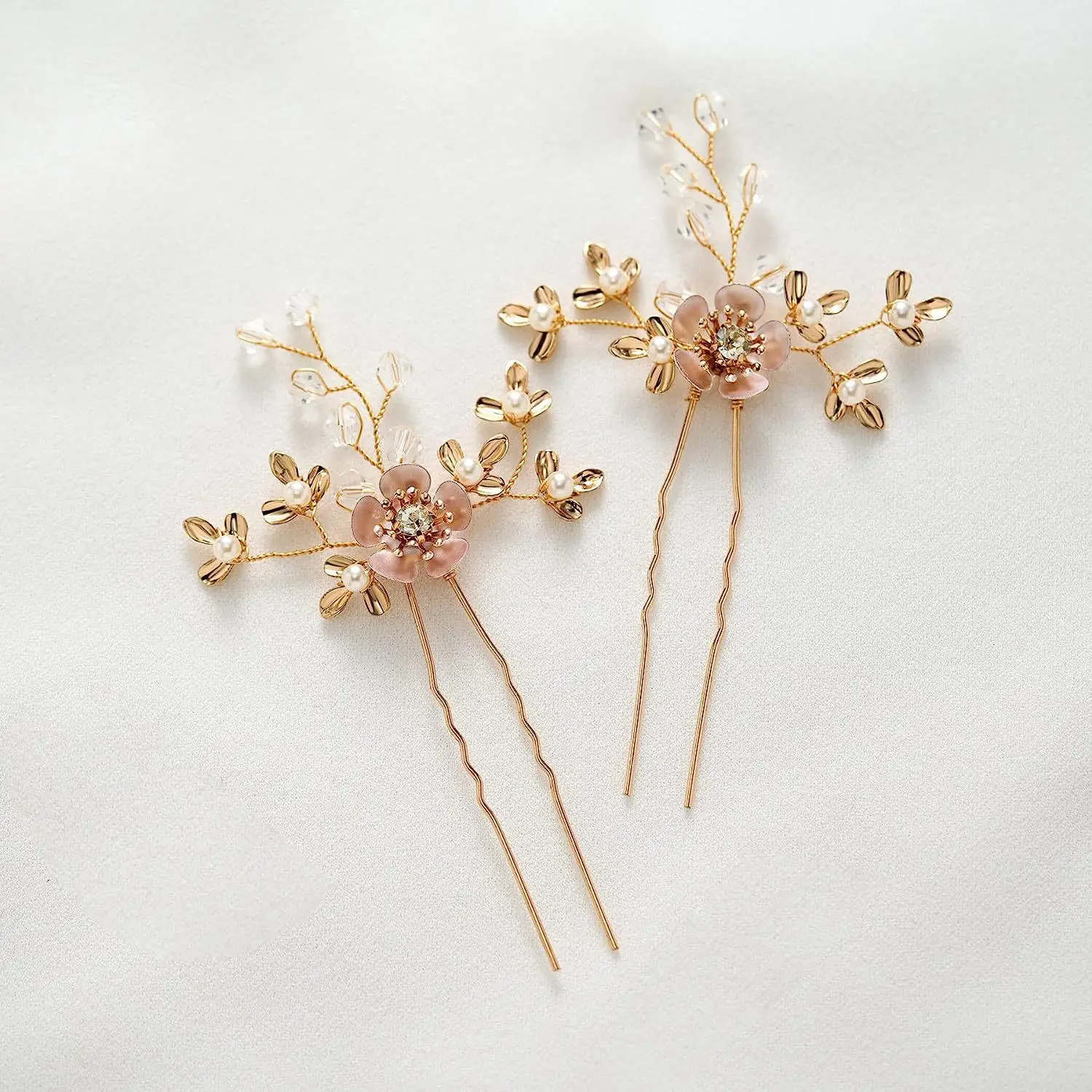 

Wedding Hairpins Golden Le Alloy Hair Accories for Bride 2 Pieces Set Faionable Jewelry Hairpin Hair Clip