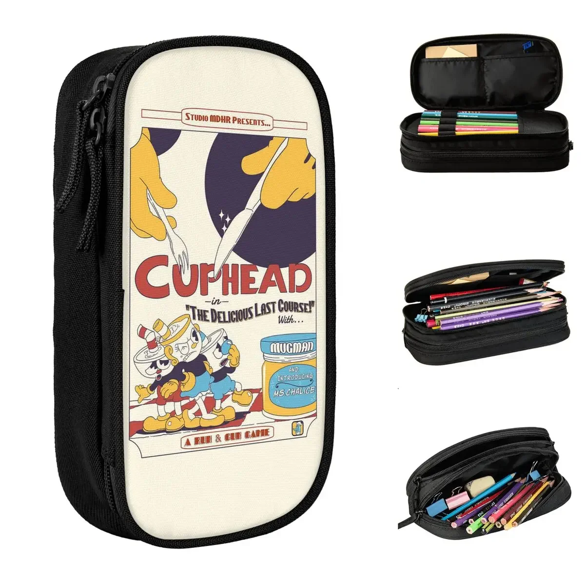 

Cuphead Game Pencil Cases New Pen Holder Bag Kids Big Capacity School Supplies Zipper Pencilcases