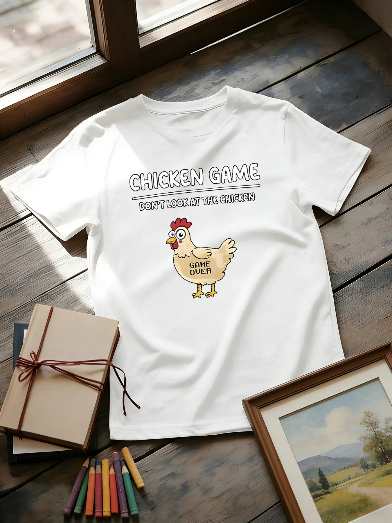 Chicken Game Kids T Shirt Boys Girls Funny Cartoon Graphic Short Sleeve Tee Children Casual Top Look At Chicken Game Over Gift
