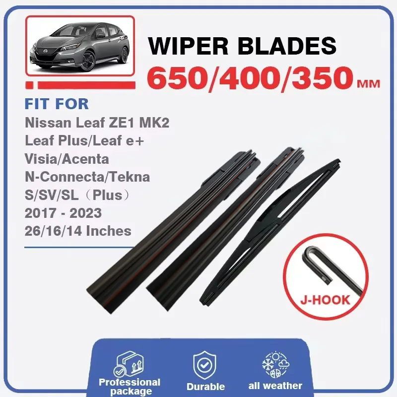 

Wiper Blades For Nissan Leaf 2 MK2 2017 - 2023 ZE1 Plus Front Windshield Windscreen Rear Window Brushes Washer Essuie-glace 2018