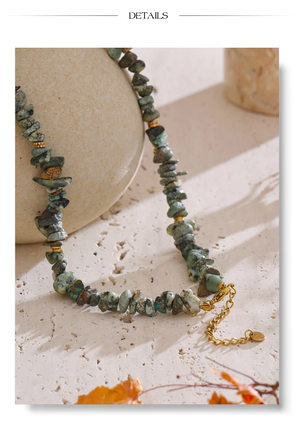 Yhpup handgemachte Perlen Schmuck Sommer beliebte Edelstahl grün Naturstein Türkis Perlenkette Halskette wasserdicht – Detail 14