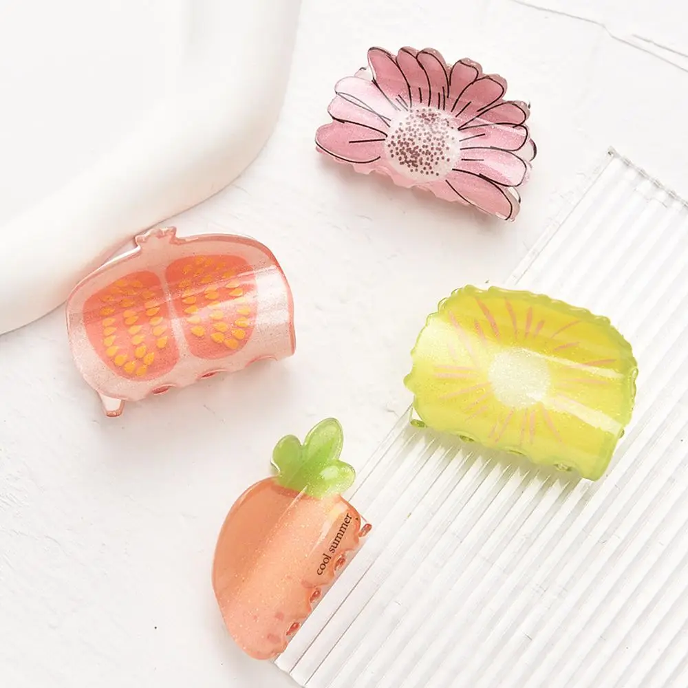 Exquisite Girls Acrylic Daisy Watermelon Carrot Fruit Hair Claw Women Hair Accessories Rainbow Barrettes Korean Style Hair Clip