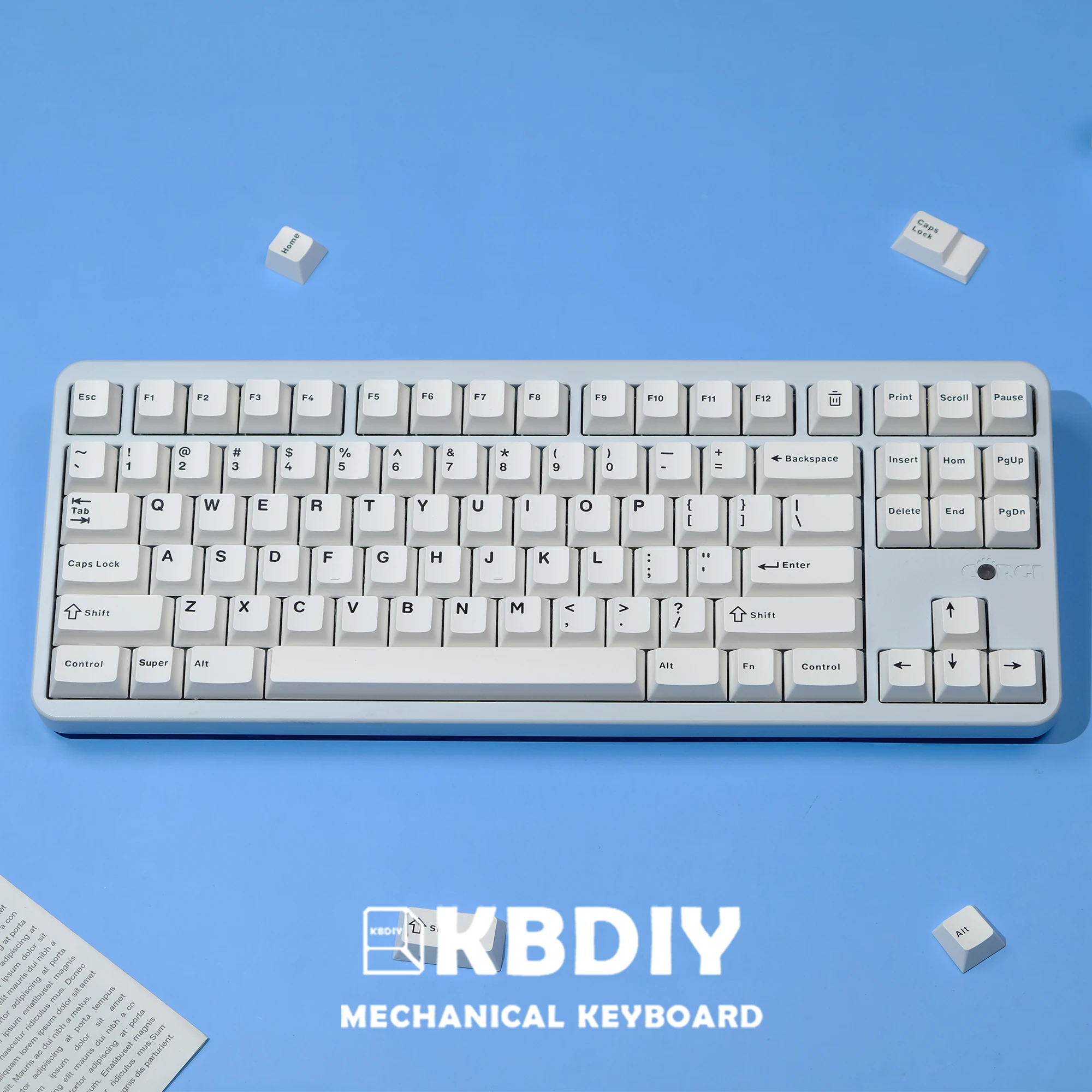 

KBDiy PBT Keycap Cherry Profile GMK Minimal White Keycaps Custom Double Shot ISO Key Caps for Mechanical Keyboard Game 152 Keys