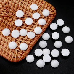 5-10Pcs/Lot 4-25mm White Jade Loose Beads Round Flat Base Cabochon For DIY Crafts Gifts Ornament Decoration Handmade Accessories