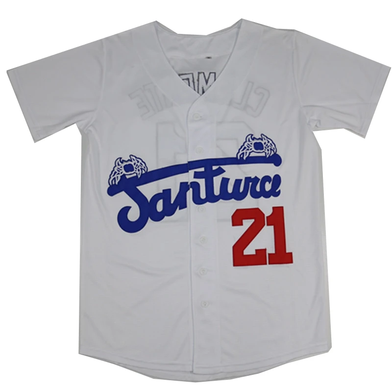 Baseball Jersey Santurce Crabbers Puerto Rico 21 Clemente Jerseys Costura Bordado Esportes Outdoor Alta Qualidade Branco Cinza Novo