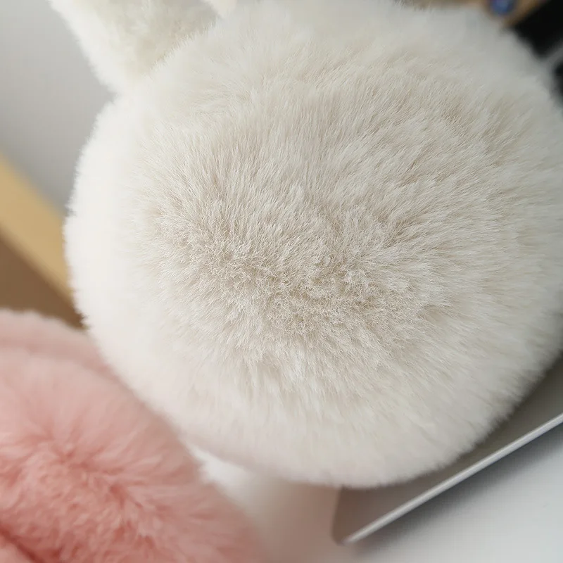 Orejeras plegables de piel sintética de conejo, cubiertas cálidas para las orejas de invierno para mujeres, para viajes al aire libre y uso diario (2025 recién llegados) ‌