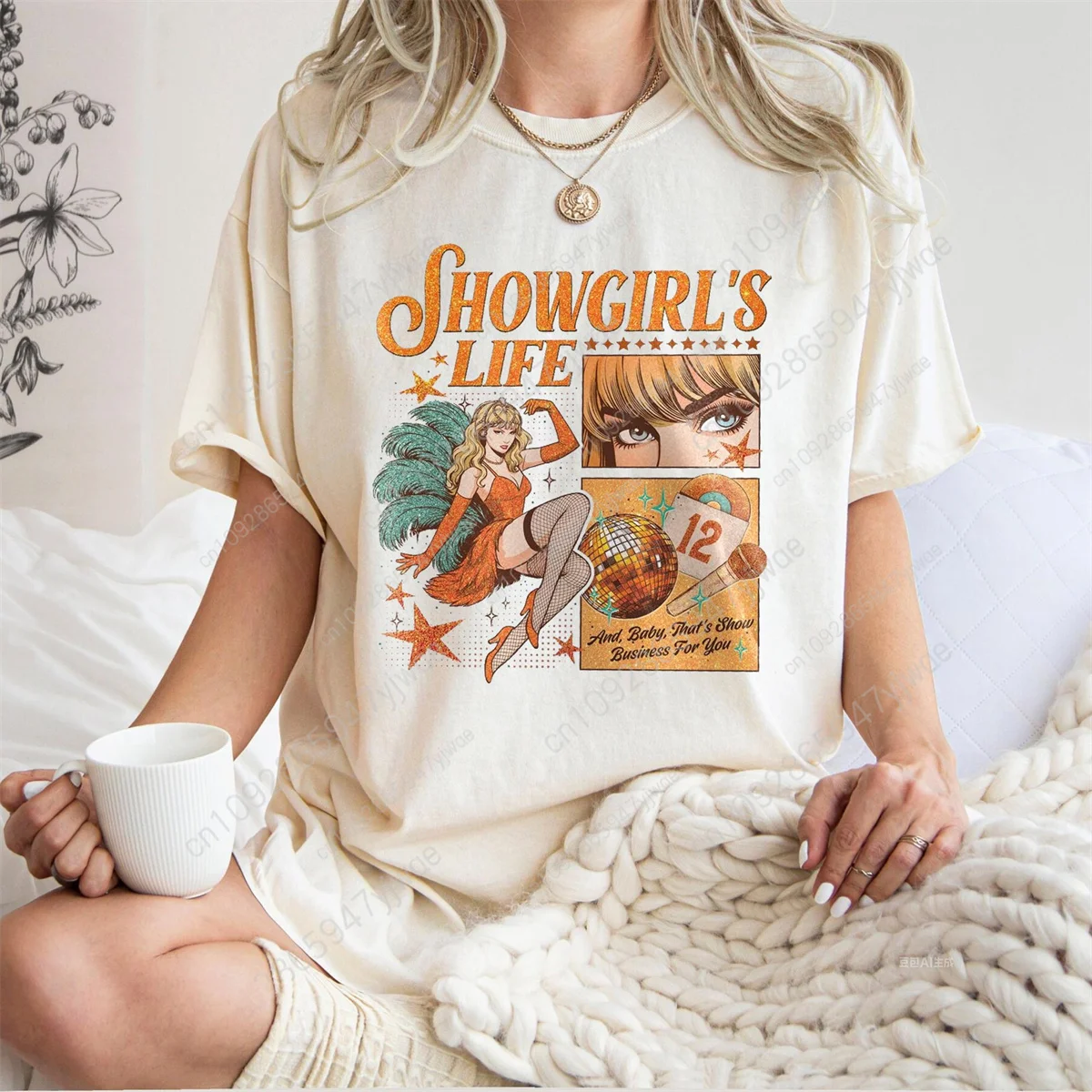 

Album Showgirl 12 Country Music 2025 Tee Gift For Fans Summer Women'S Round Neck Casual Street Top Pop Printed Graphic T-Shirt