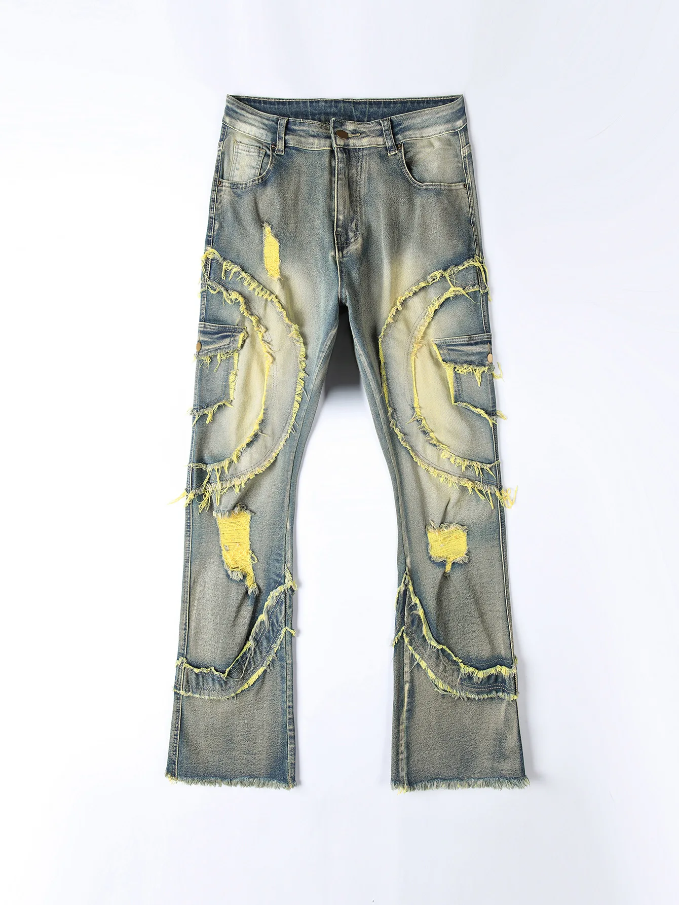 2026 New Street Punk Hip Hop Jeans Retro Ripped Bootcut Fringe Denim Pants Unisex European American Casual Fashion Stretch Jeans