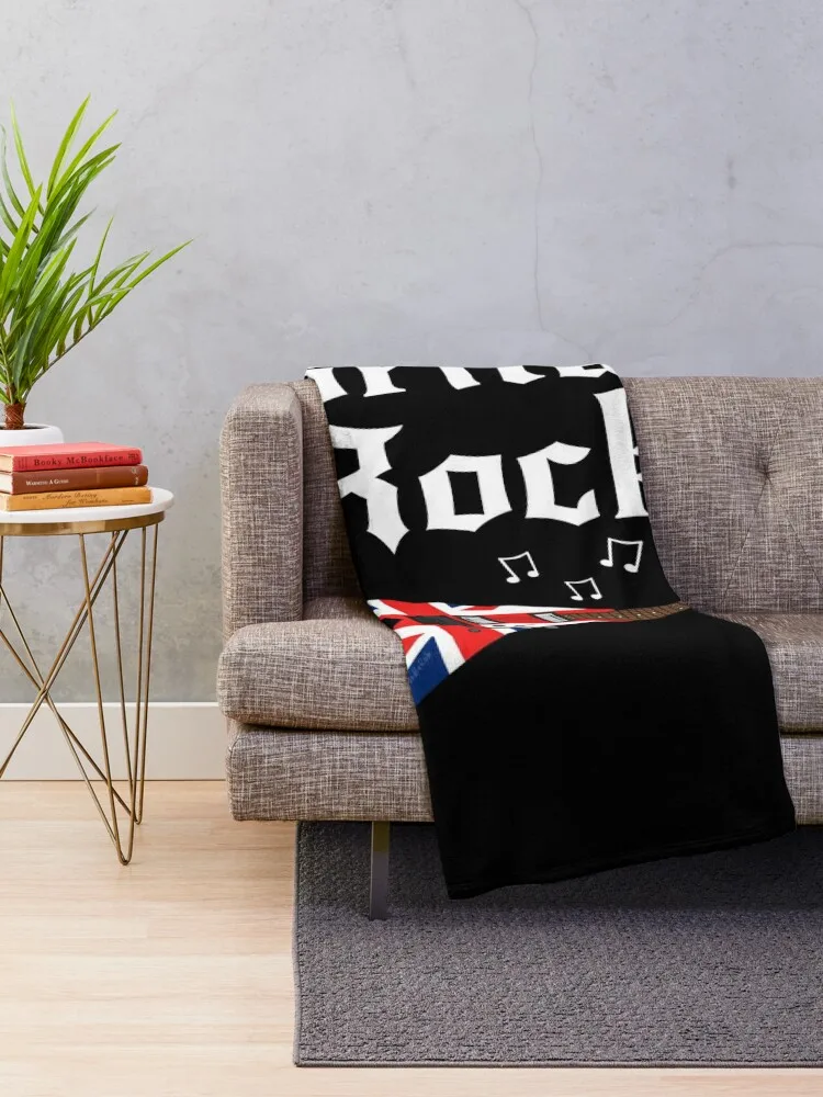 Britain Rocks, Pointy Guitar UK Flag British Guitarist Throw Blanket wednesday Heavy Blankets