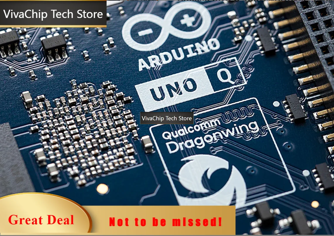 VivaChip TechArduino UNO Q 4GB AI Board - Dual-Core Linux Debian & Real-Time OS, Wi-Fi 5, Bluetooth 5.1 For Robotics, Edge AI, I