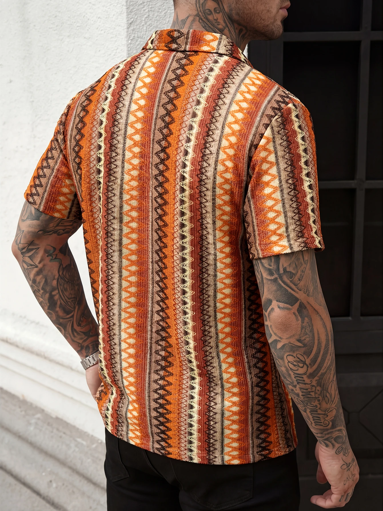 2026 Summer New Men's Bohemian Style V-Neck Polo Shirt Breathable Beach Vacation Leisure Hawaiian Floral Short Sleeve Polo Shirt