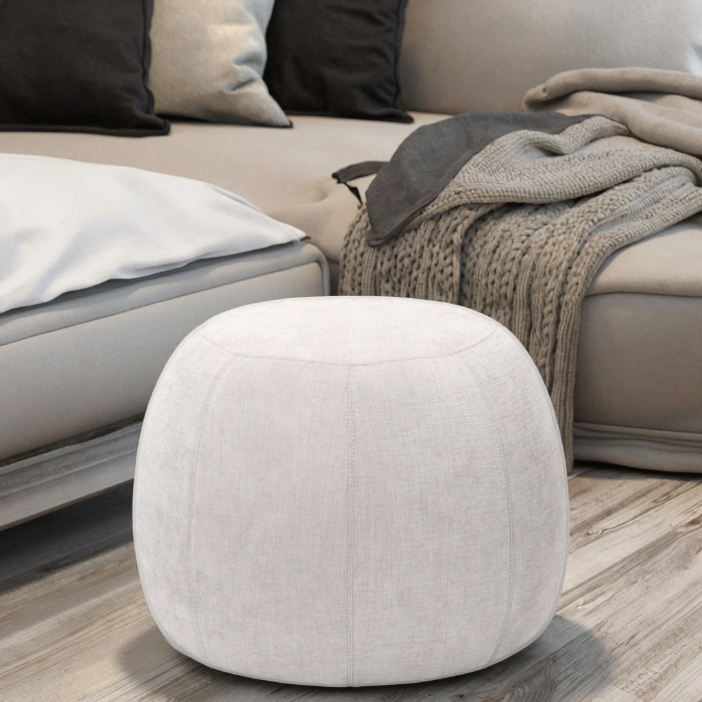 Modern Contemporary Simple Design Fabric Lazy Sofa Stool Ottoman Durable Soft Seating for Home Bedroom Hotel Use Customized