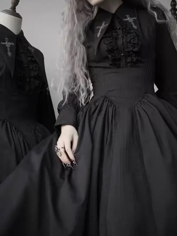 

Lolita Dress Dark Gothic Lolita Prayer Redemption Song Dress Autumn/Winter New Dress Long Sleeve OP Party Cosplay Costume