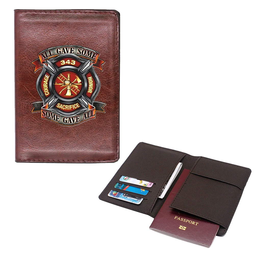 

New arrivals Firefighter Fire Honor passport Cover Men Women Leather Slim ID Card Travel Holder Pocket Wallet Purse Money Case