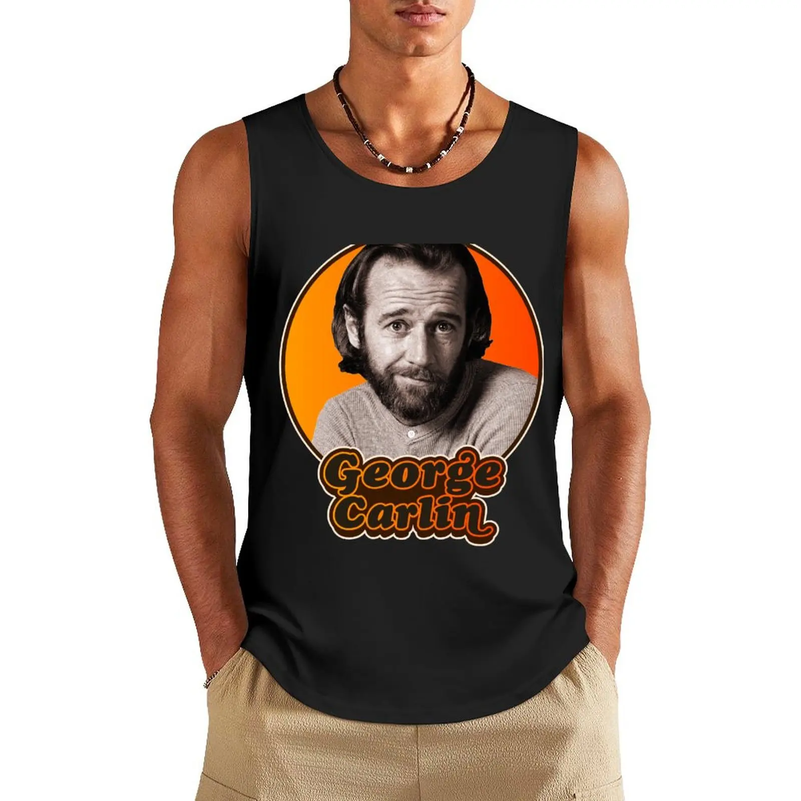 Retro George Carlin Tribute Tank Top Men's sleeveless summer clothes Muscle fit