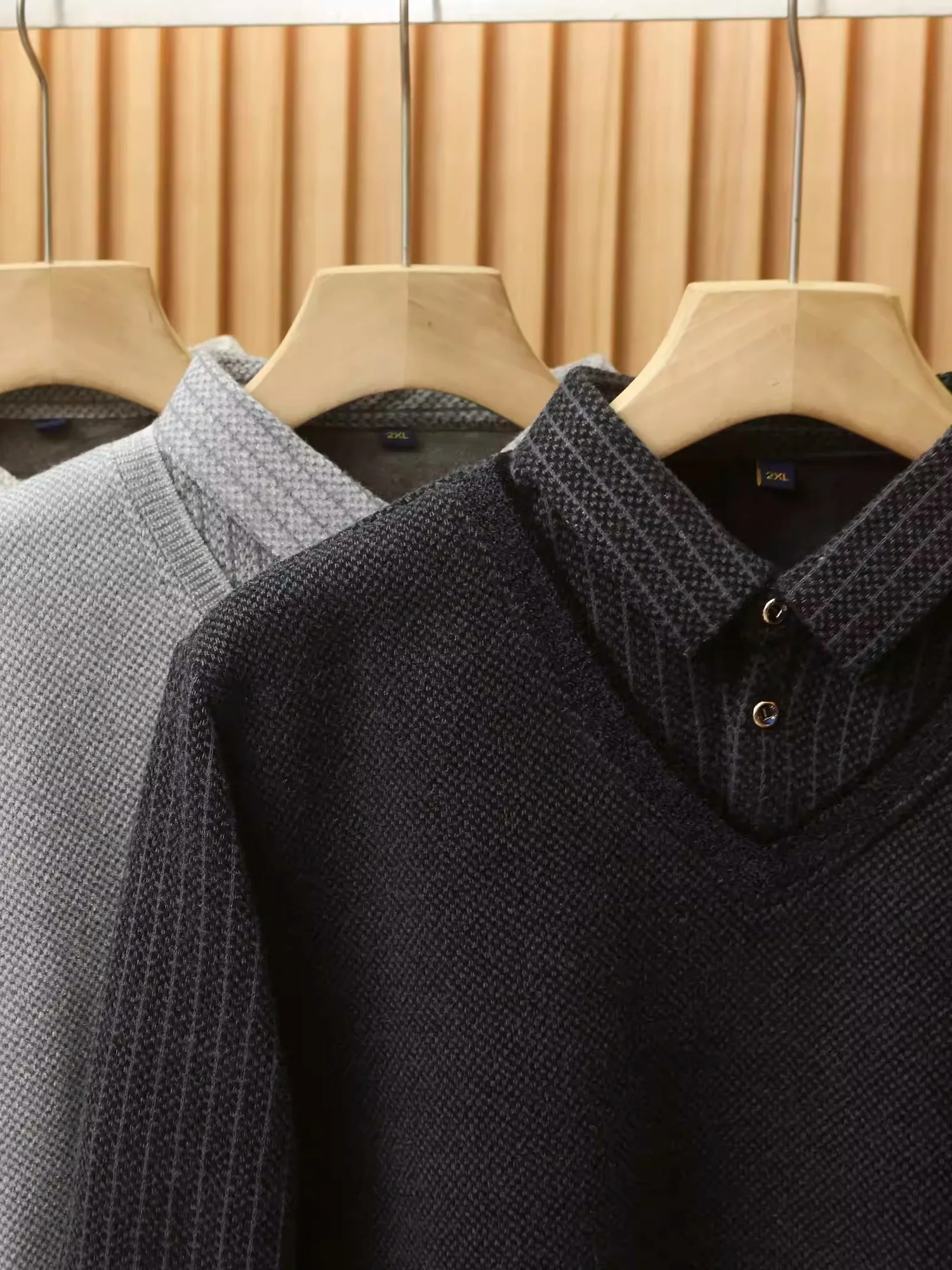 سترة محبوكة مكونة من قطعتين من Thiened للرجال بياقة irt وطبقة داخلية دافئة من مزيج القطن كاجوال Sle طويل Sve شريطي...